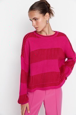 Camisola às riscas Fúcsia e vermelho
