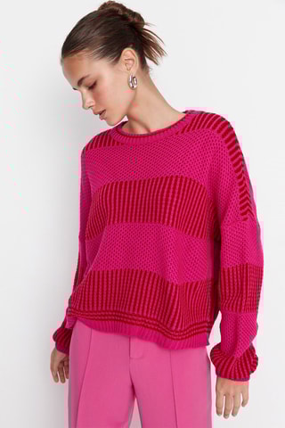 Camisola às riscas Fúcsia e vermelho