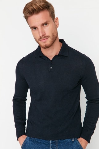 Camisola slim - Azul-marinho