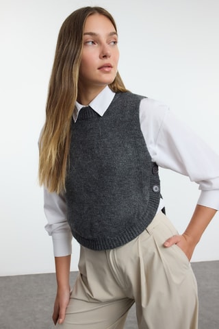 Camisola sem mangas - Antracite mesclado