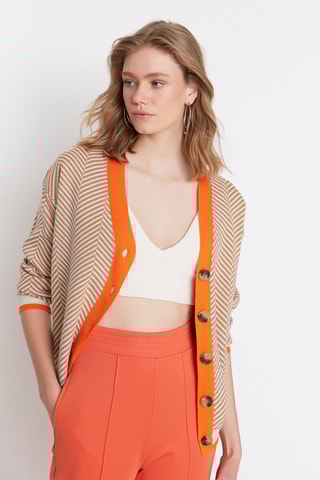 Vest Camel en Wit
