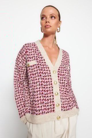 Vest Gemêleerd Beige en Rood
