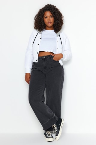 Calças de ganga Plus Size Cinzento