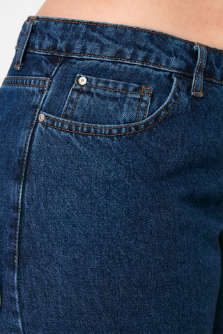 Calças de ganga wide legs cintura subida - Índigo