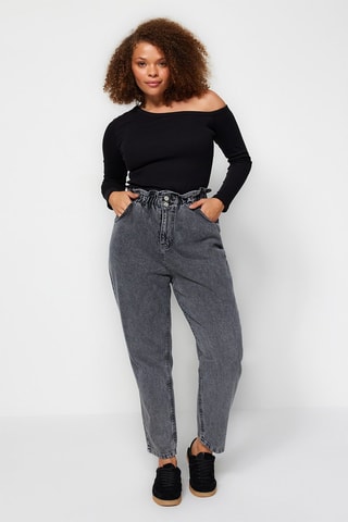 Calças de ganga Plus Size Cinzento