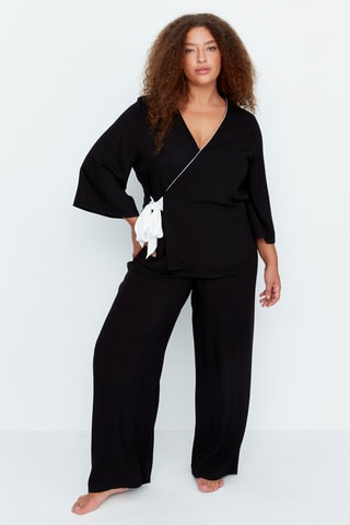 Top e calças Plus Size Preto