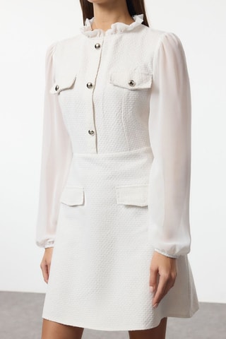 Vestido estilo patinadora bi-matéria - Cru