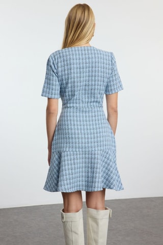 Vestido estilo patinadora de tweed - Índigo