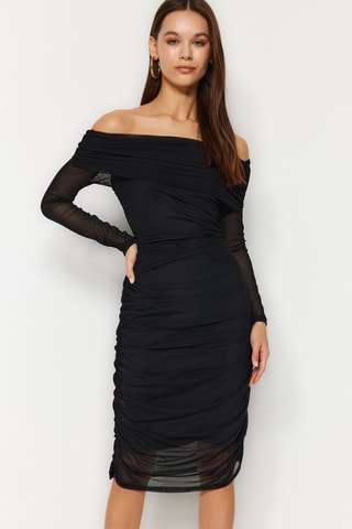 Vestido drapeado - Preto