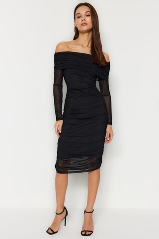 Vestido drapeado - Preto