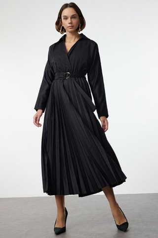 Vestido plissado - Preto