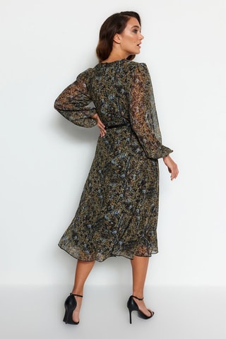 Vestido midi - Azul-marinho e verde