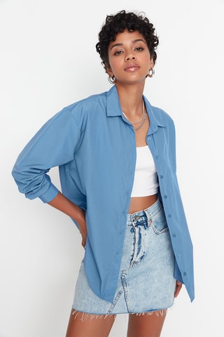 Camisa loose - Azul-celeste