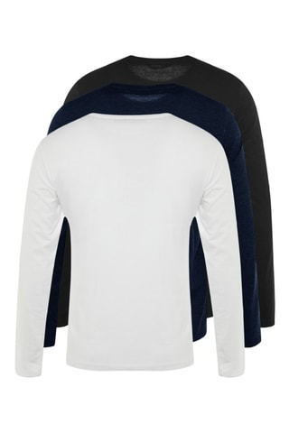 3 t-shirts regular - Preto, branco e azul-marinho