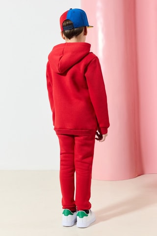 Sweat com capuz e calças de treino - Vermelho