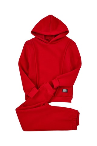 Sweat com capuz e calças de treino - Vermelho