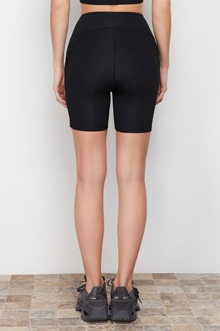 Calções ciclista cintura subida - Preto