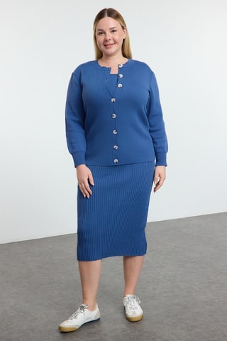Casaco de malha e vestido midi - Índigo