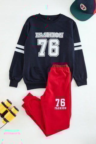 Sweat e calças de treino - Azul-marinho e vermelho
