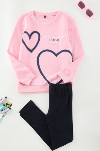 Sweat e calças - Rosa e azul-marinho