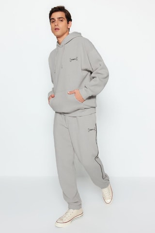 Sweat oversize e calças de treino - Cinzento-claro
