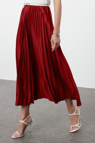 Plissérok met Hoge Taille- Bordeauxrood