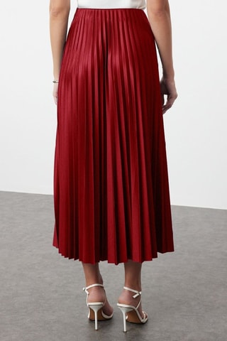 Plissérok met Hoge Taille- Bordeauxrood