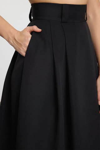 Saia midi de cintura alta - Preto