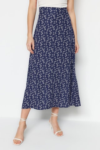Saia midi - Azul-marinho