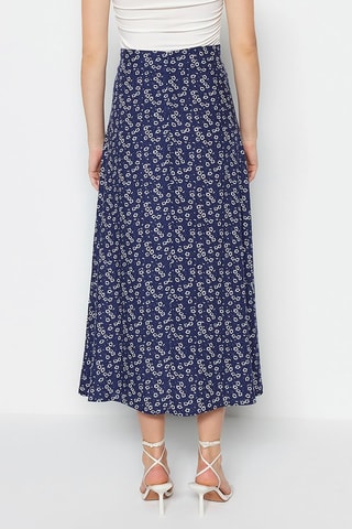 Saia midi - Azul-marinho