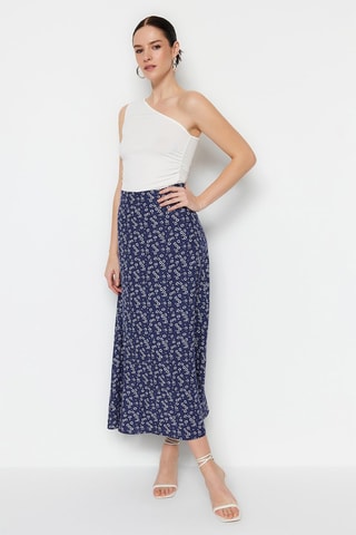 Saia midi - Azul-marinho