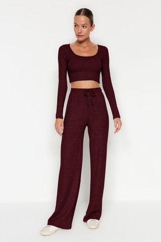 Crop Top e calças wide legs - Bordô