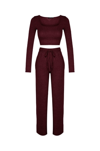Crop Top e calças wide legs - Bordô