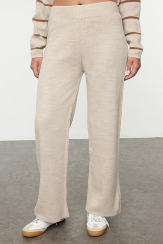 Camisola e calças wide legs - Bege