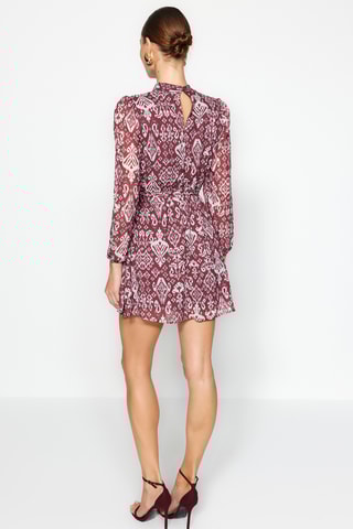Vestido com folhos - Bordô