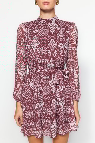 Vestido com folhos - Bordô