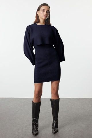 Vestido-camisola e bolero - Azul-marinho