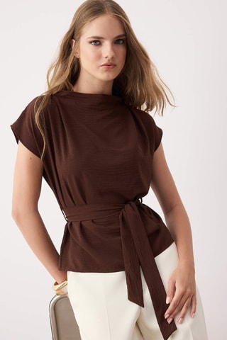 Blusa sem mangas - Castanho