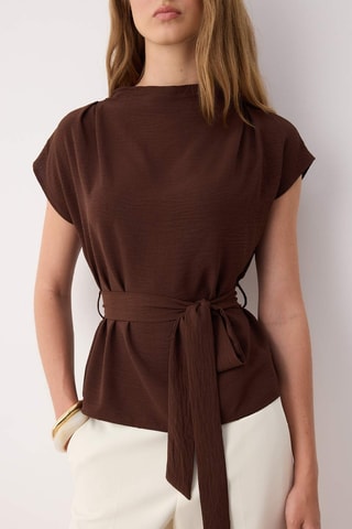 Blusa sem mangas - Castanho