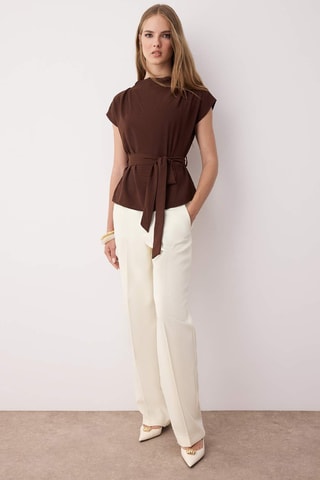 Blusa sem mangas - Castanho