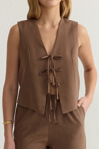 Blusa e calças wide legs - Castanho