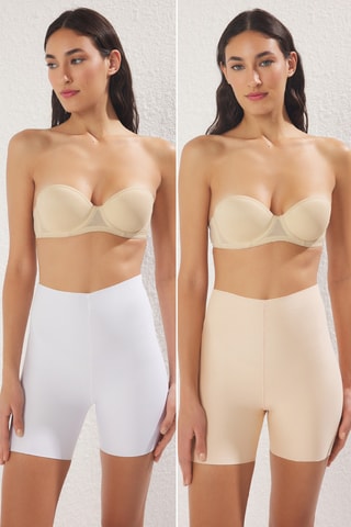 2 panties de cintura alta - Bege e branco