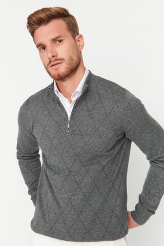 Camisola regular - Cinzento-escuro