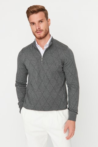 Camisola regular - Cinzento-escuro