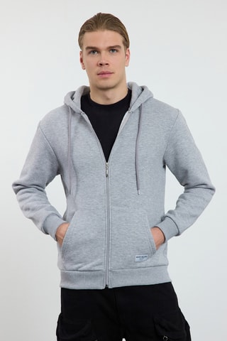 Sweat regular com capuz - Cinzento-claro
