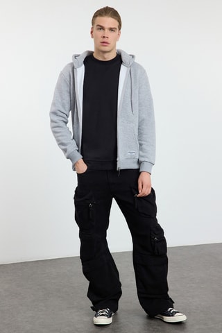 Sweat regular com capuz - Cinzento-claro