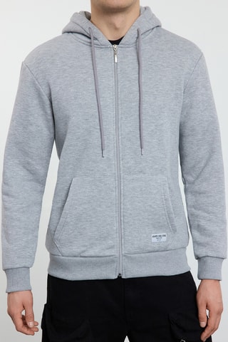 Sweat regular com capuz - Cinzento-claro
