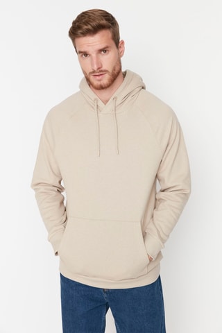 Sweat regular com capuz - Bege