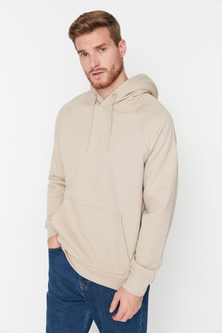 Sweat regular com capuz - Bege