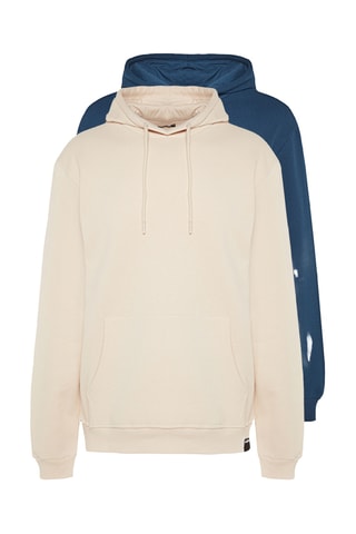 2 sweats regular com capuz - Azul